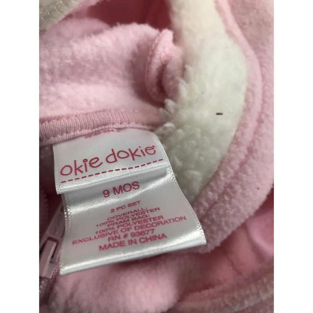 Okie Dokie 2 Piece Kitty  Baby Girls Coverall Set Size 9 Months